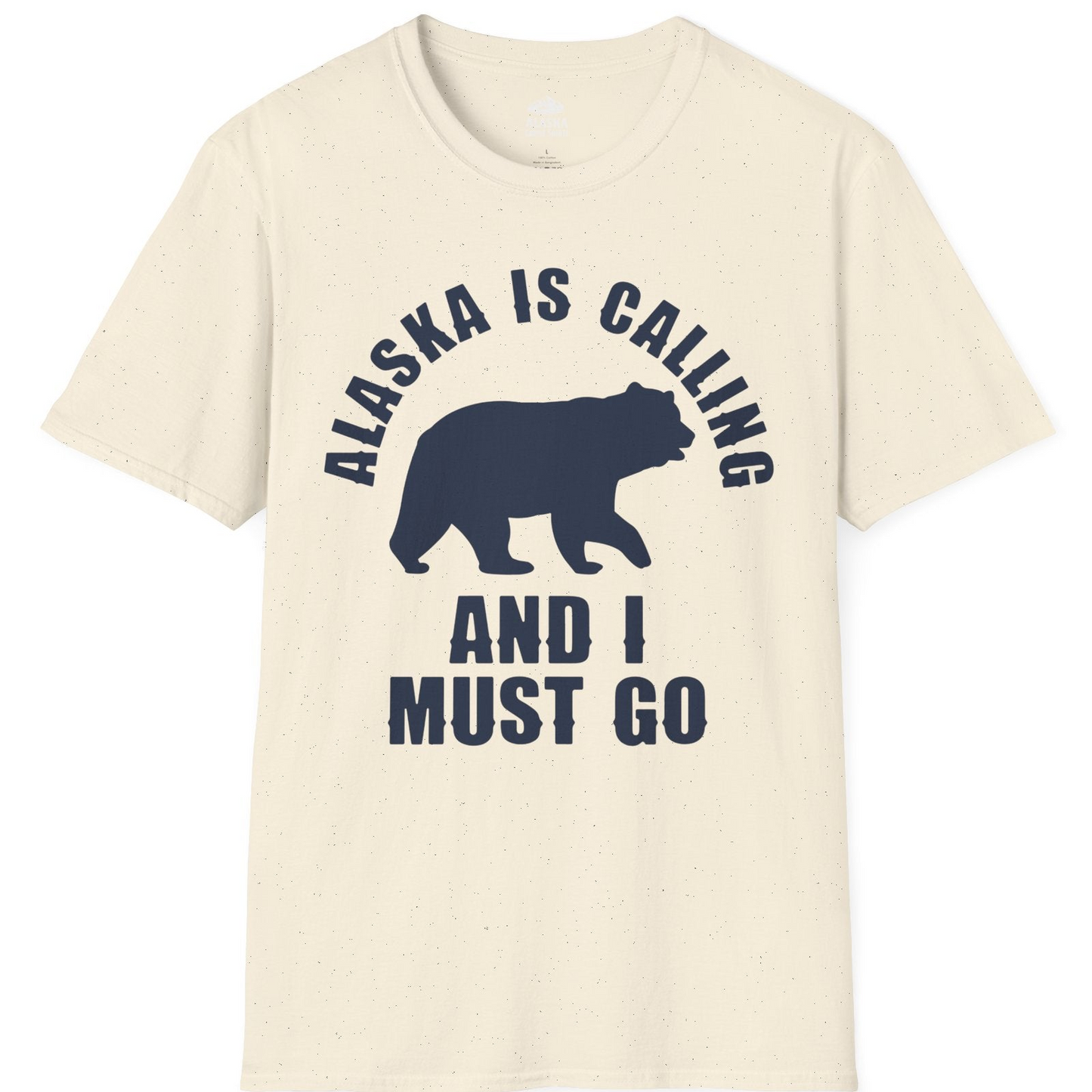 Alaska Is Calling Bear Silhouette Adventure Shirt T-Shirt – Natural – Alaska Cruise Shirts