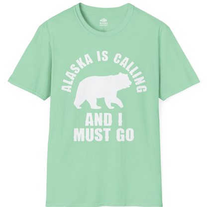 Alaska Is Calling Bear Silhouette Adventure Shirt T-Shirt – Mint Green – Alaska Cruise Shirts