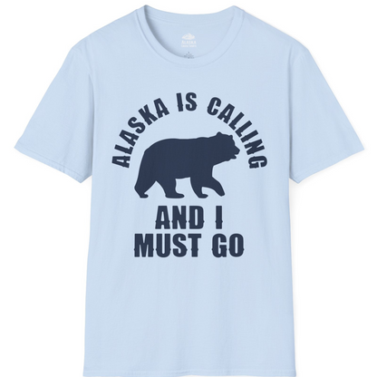 Alaska Is Calling Bear Silhouette Adventure Shirt T-Shirt – Light Blue – Alaska Cruise Shirts