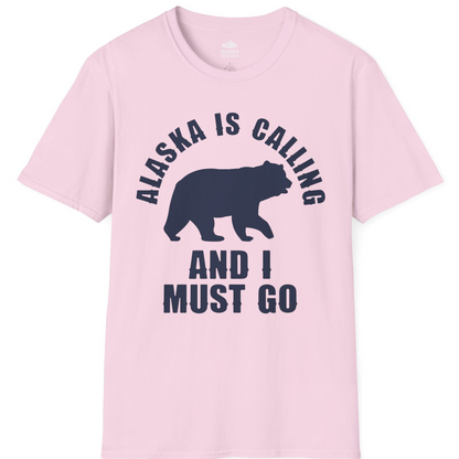 Alaska Is Calling Bear Silhouette Adventure Shirt T-Shirt – Light Pink – Alaska Cruise Shirts