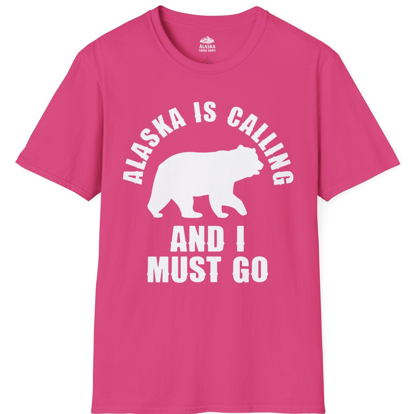 Alaska Is Calling Bear Silhouette Adventure Shirt T-Shirt – Heliconia – Alaska Cruise Shirts