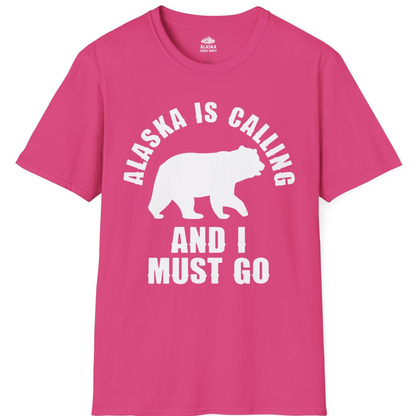Alaska Is Calling Bear Silhouette Adventure Shirt T-Shirt – Heliconia – Alaska Cruise Shirts