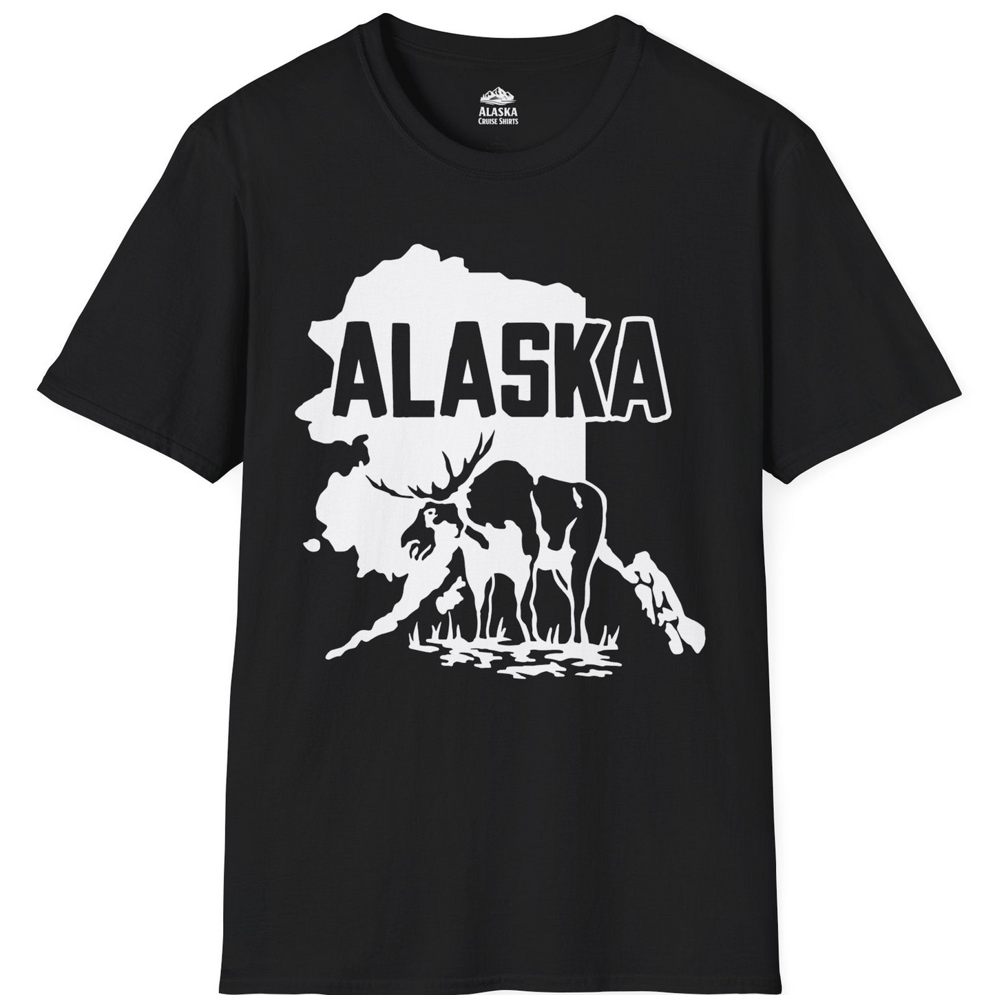 Alaska Moose Silhouette Shirt T-Shirt – Black – Alaska Cruise Shirts