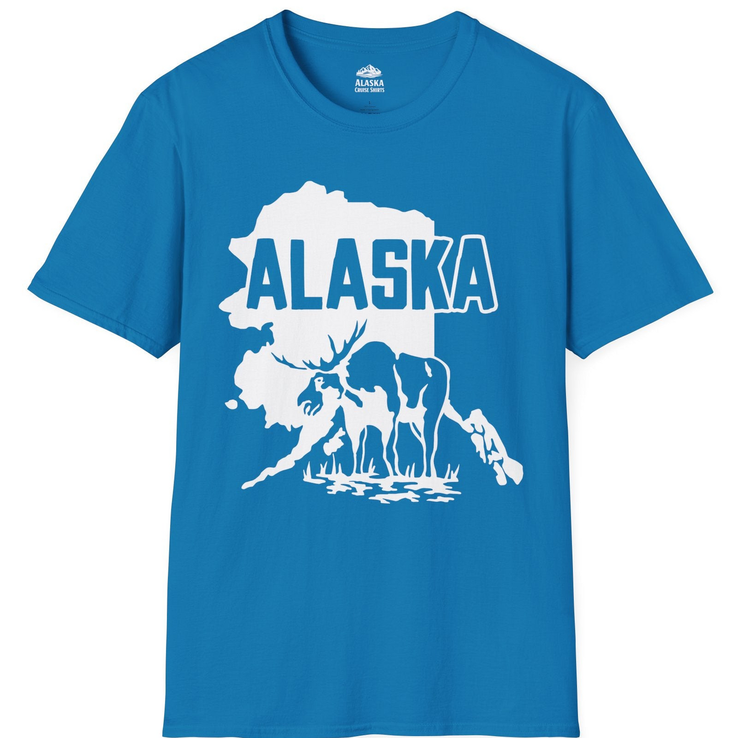 Alaska Moose Silhouette Shirt T-Shirt – Sapphire – Alaska Cruise Shirts