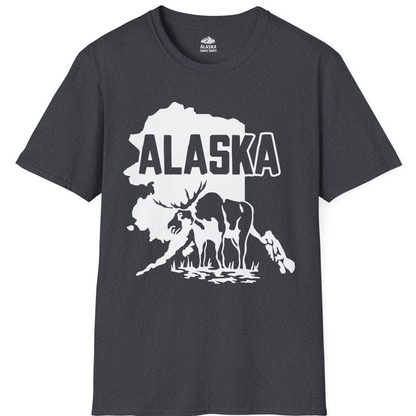 Alaska Moose Silhouette Shirt T-Shirt – Dark Heather Grey – Alaska Cruise Shirts