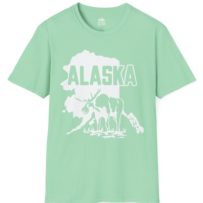 Alaska Moose Silhouette Shirt T-Shirt – Mint Green – Alaska Cruise Shirts