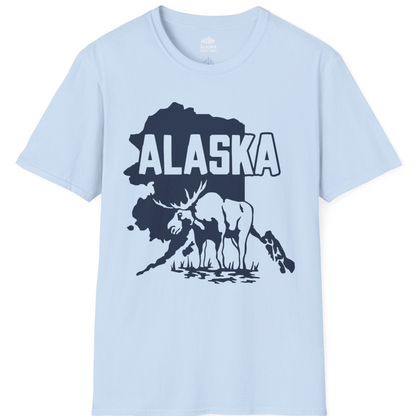 Alaska Moose Silhouette Shirt T-Shirt – Light Blue – Alaska Cruise Shirts