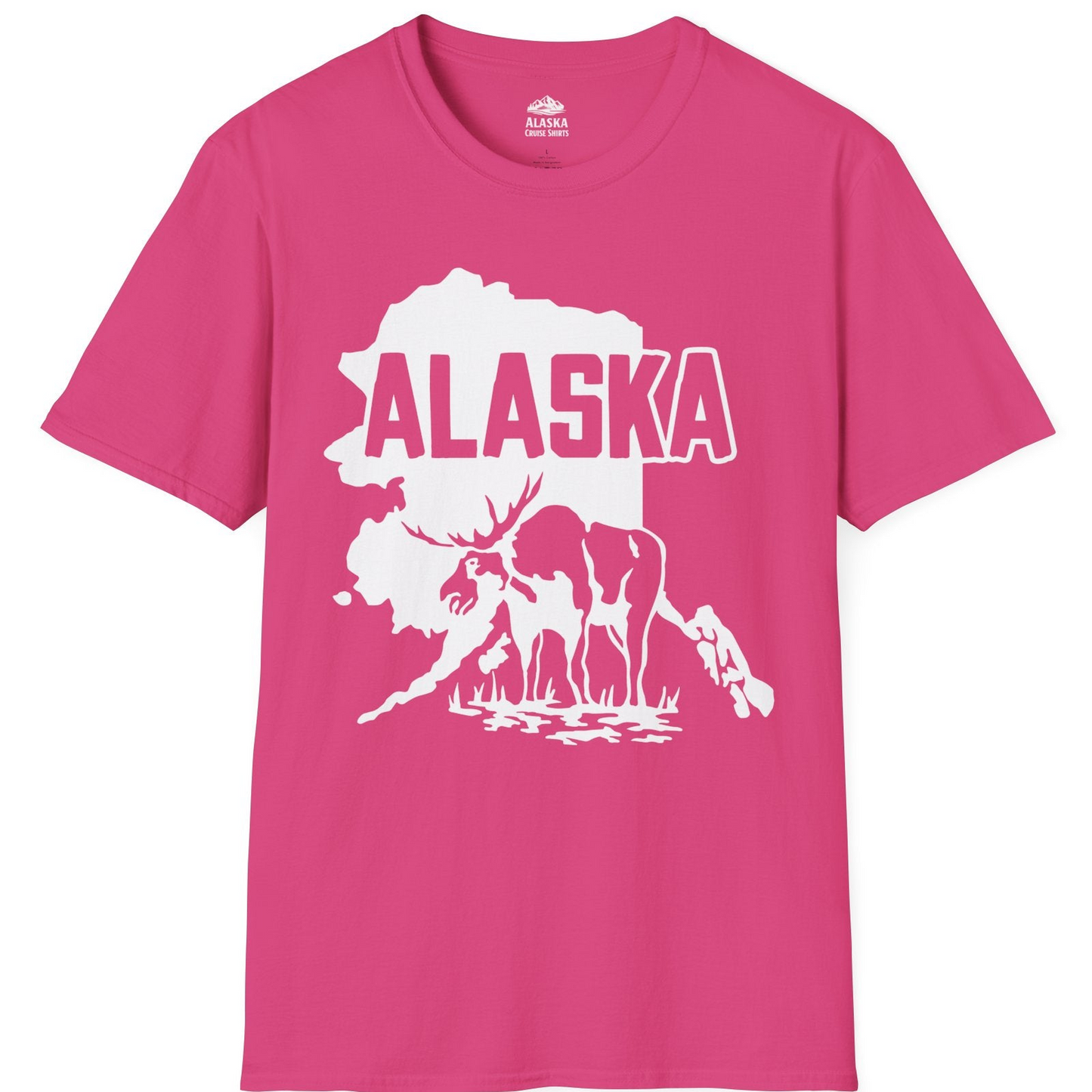 Alaska Moose Silhouette Shirt T-Shirt – Heliconia – Alaska Cruise Shirts