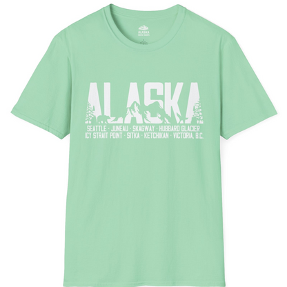Alaska Cruise Silhouette Wildlife Destinations Shirt Seattle Juneau — T-Shirt T-Shirt – Mint Green – Alaska Cruise Shirts