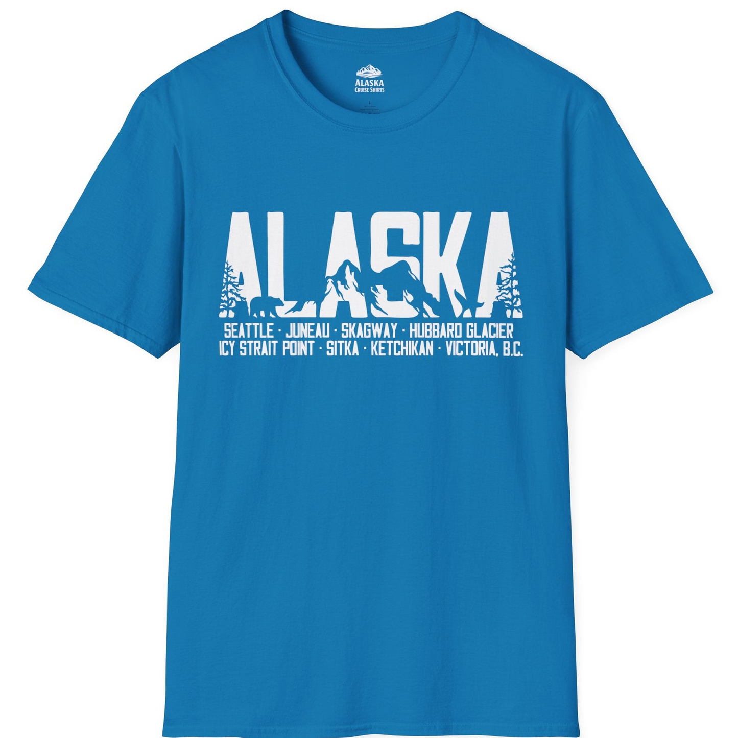 Alaska Cruise Silhouette Wildlife Destinations Shirt Seattle Juneau — T-Shirt T-Shirt – Sapphire – Alaska Cruise Shirts