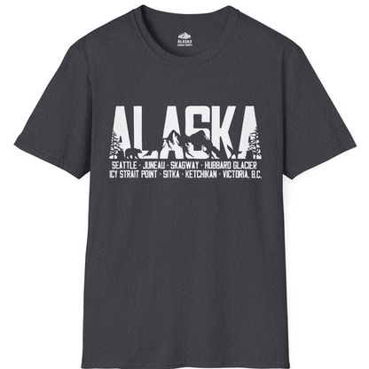 Alaska Cruise Silhouette Wildlife Destinations Shirt Seattle Juneau — T-Shirt T-Shirt – Dark Heather Grey – Alaska Cruise Shirts