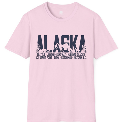 Alaska Cruise Silhouette Wildlife Destinations Shirt Seattle Juneau — T-Shirt T-Shirt – Light Pink – Alaska Cruise Shirts