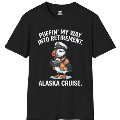 Puffin Cartoon Retirement Alaska Cruise Shirt T-Shirt – Black – Alaska Cruise Shirts