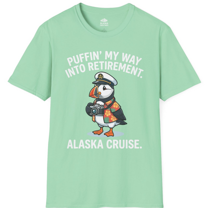 Puffin Cartoon Retirement Alaska Cruise Shirt T-Shirt – Mint Green – Alaska Cruise Shirts