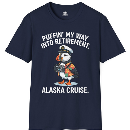 Puffin Cartoon Retirement Alaska Cruise Shirt T-Shirt – Navy – Alaska Cruise Shirts