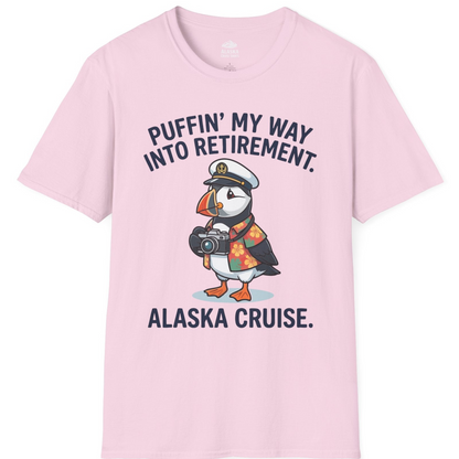 Puffin Cartoon Retirement Alaska Cruise Shirt T-Shirt – Light Pink – Alaska Cruise Shirts