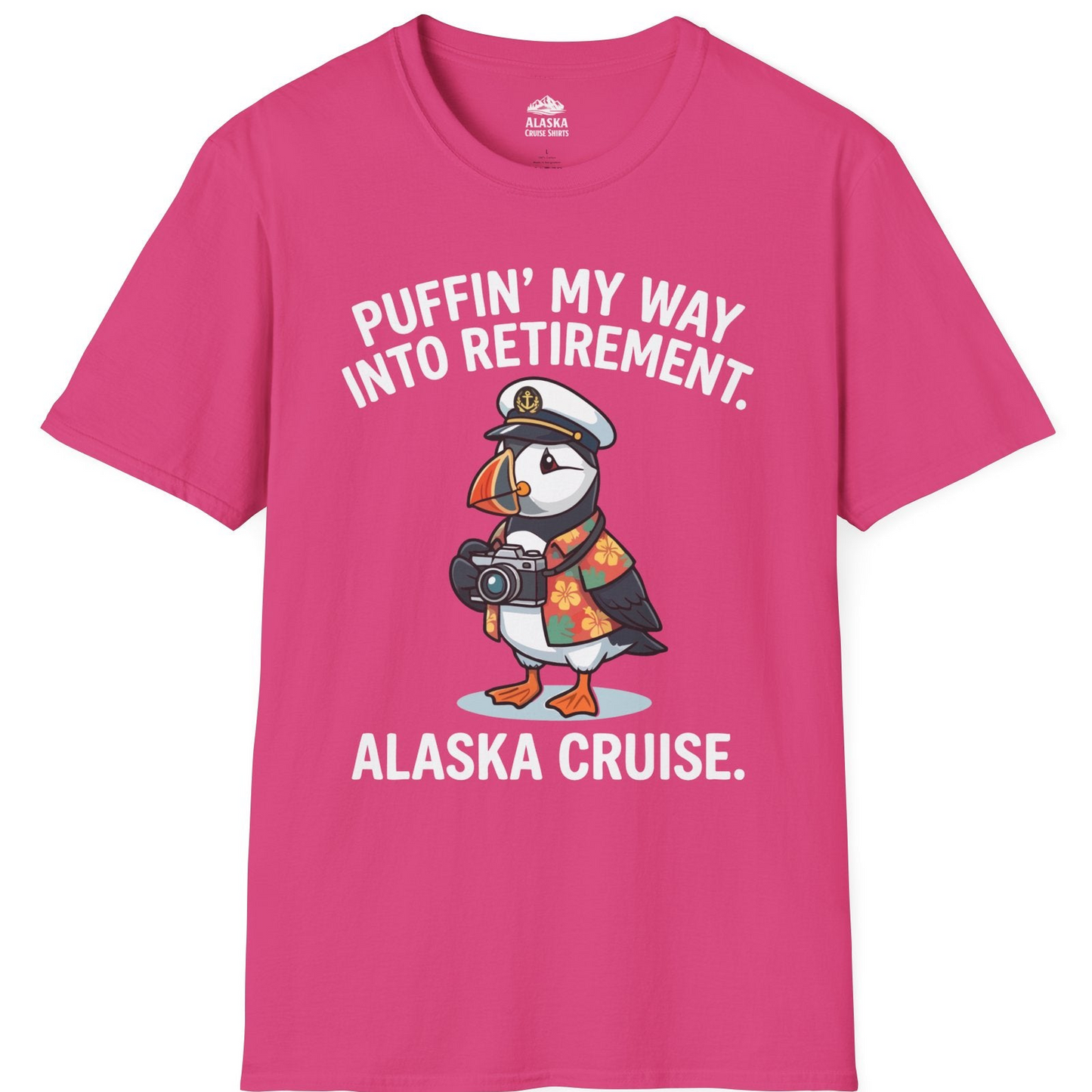 Puffin Cartoon Retirement Alaska Cruise Shirt T-Shirt – Heliconia – Alaska Cruise Shirts
