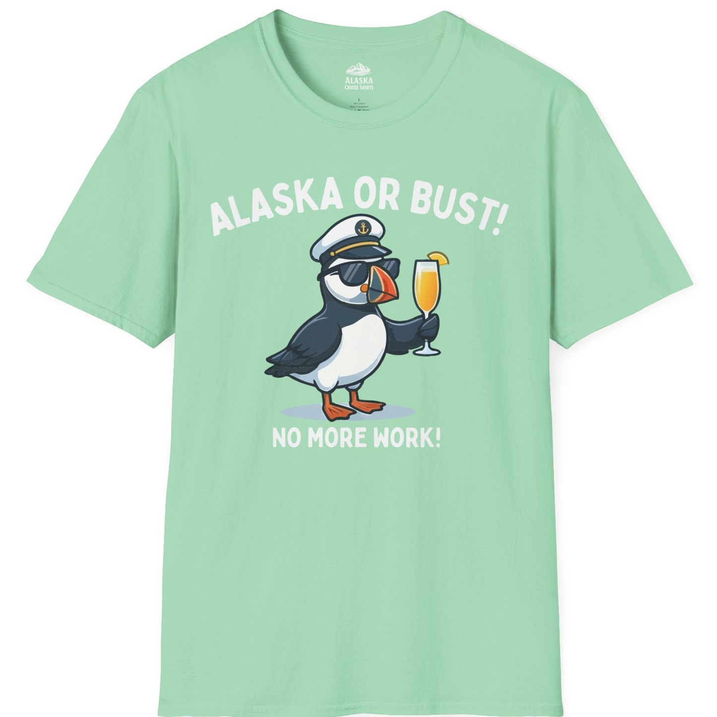 Funny Puffin Captain Alaska Cruise Shirt T-Shirt – Mint Green – Alaska Cruise Shirts