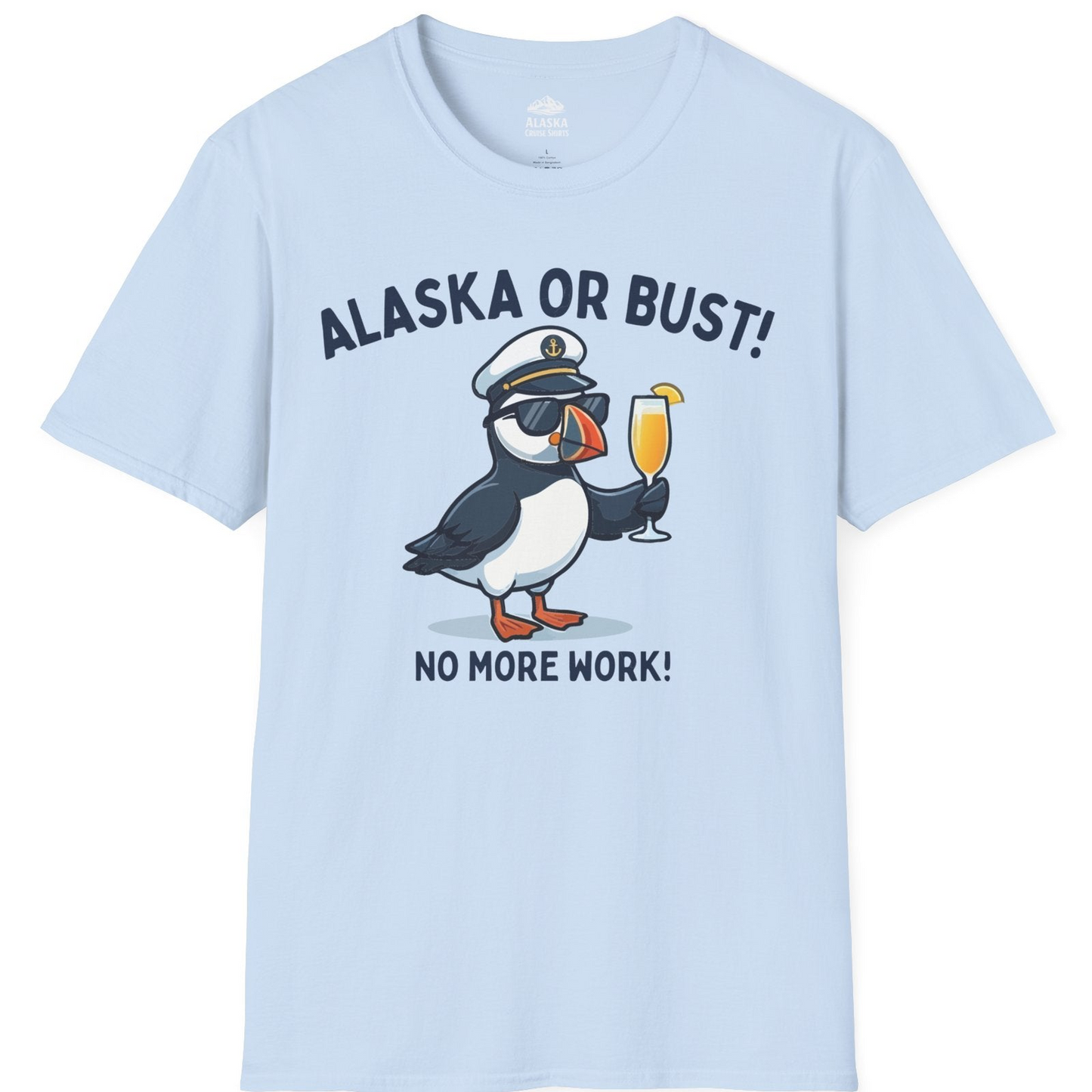 Funny Puffin Captain Alaska Cruise Shirt T-Shirt – Light Blue – Alaska Cruise Shirts