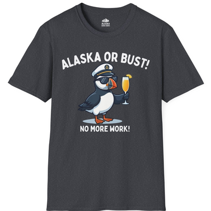 Funny Puffin Captain Alaska Cruise Shirt T-Shirt – Dark Heather Grey – Alaska Cruise Shirts