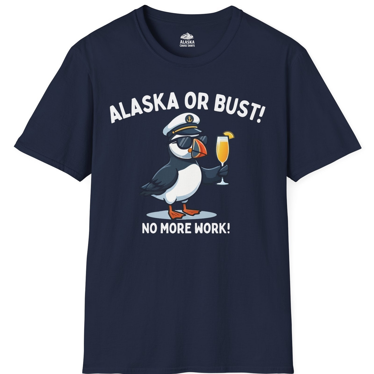 Funny Puffin Captain Alaska Cruise Shirt T-Shirt – Navy – Alaska Cruise Shirts