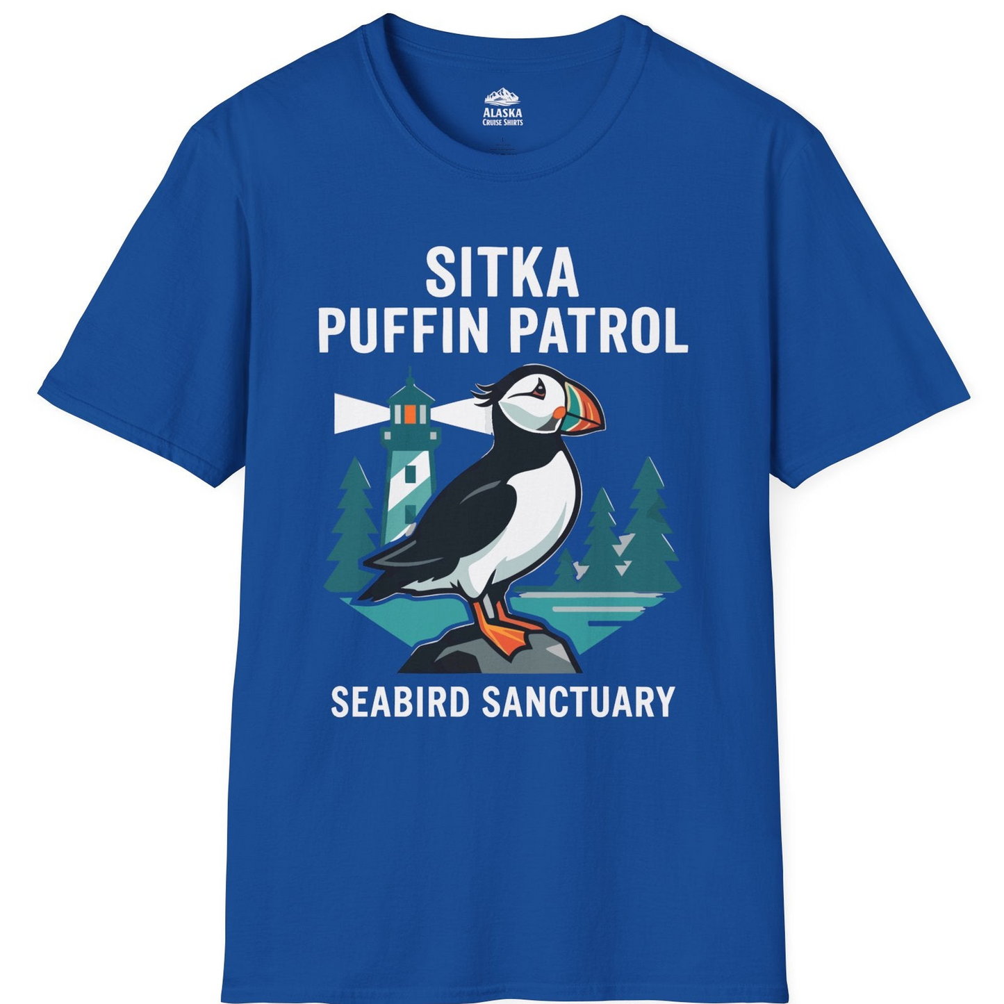 Sitka Puffin Bird Sanctuary Shirt T-Shirt – Royal – Alaska Cruise Shirts