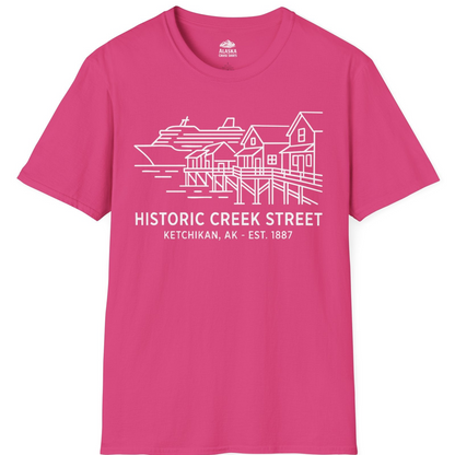 Ketchikan Creek Street Alaska Waterfront and Cruise Ship Shirt — T-Shirt T-Shirt – Heliconia – Alaska Cruise Shirts
