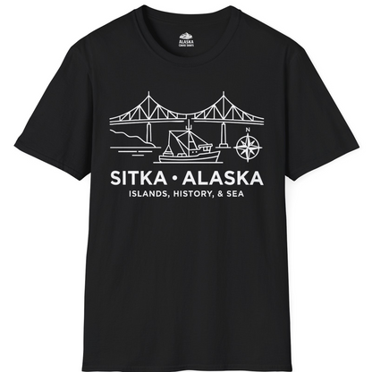 Sitka Alaska Nautical Line Art Shirt T-Shirt – Black – Alaska Cruise Shirts