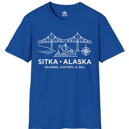 Sitka Alaska Nautical Line Art Shirt T-Shirt – Royal – Alaska Cruise Shirts