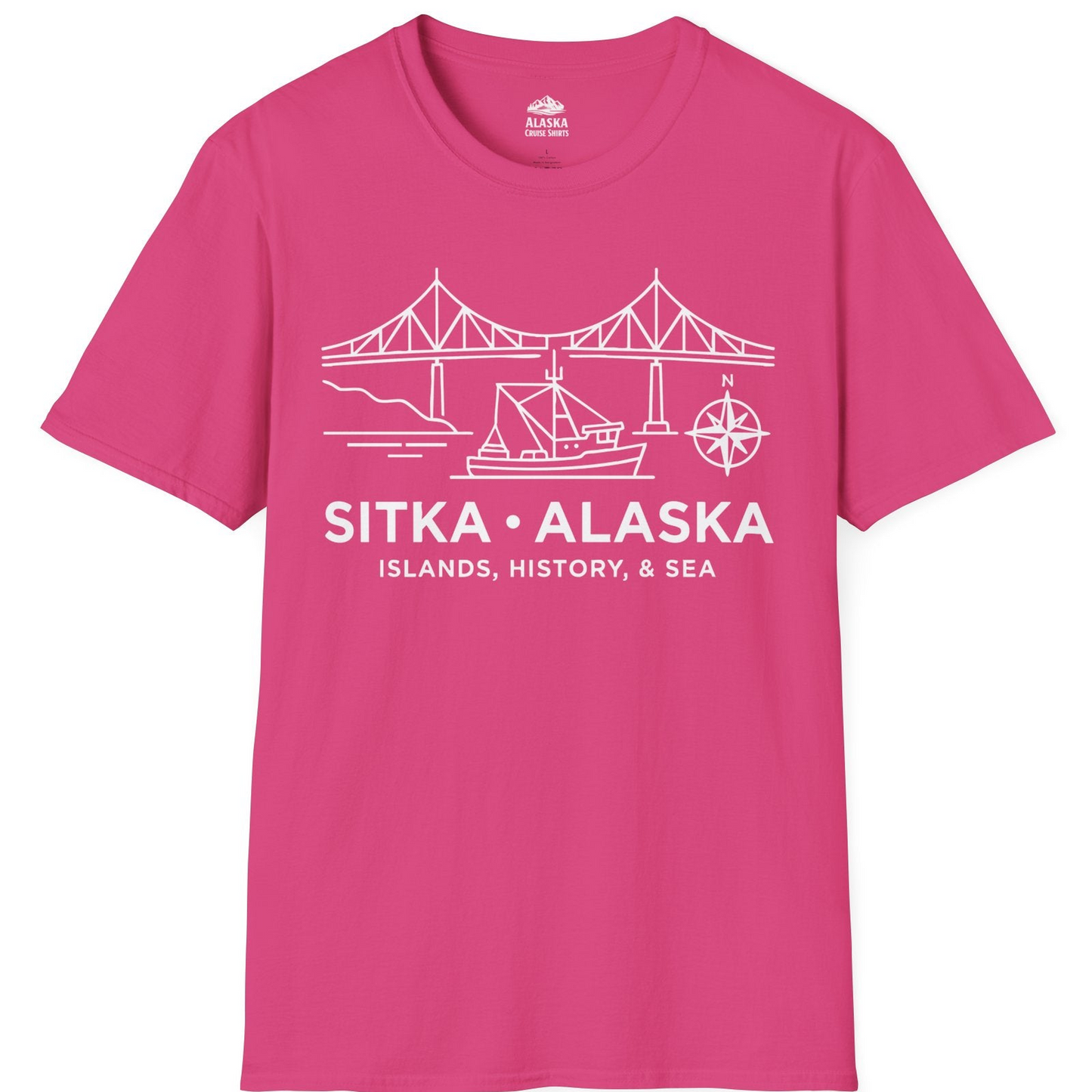 Sitka Alaska Nautical Line Art Shirt T-Shirt – Heliconia – Alaska Cruise Shirts