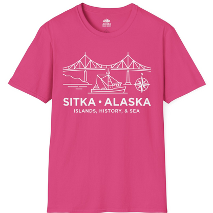 Sitka Alaska Nautical Line Art Shirt T-Shirt – Heliconia – Alaska Cruise Shirts