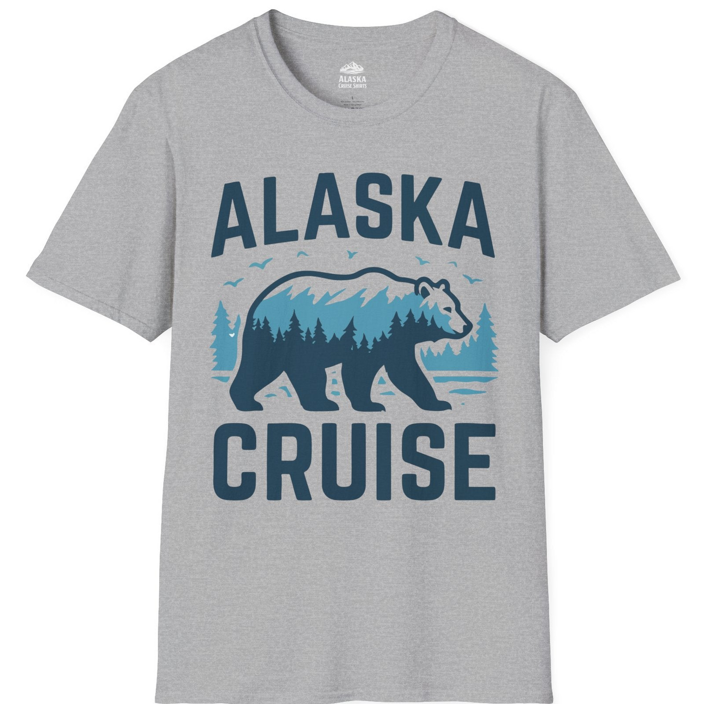 Alaska Cruise Shirt Bear Silhouette Forest Wildlife Nature Tee — T-Shirt T-Shirt – Sport Grey – Alaska Cruise Shirts