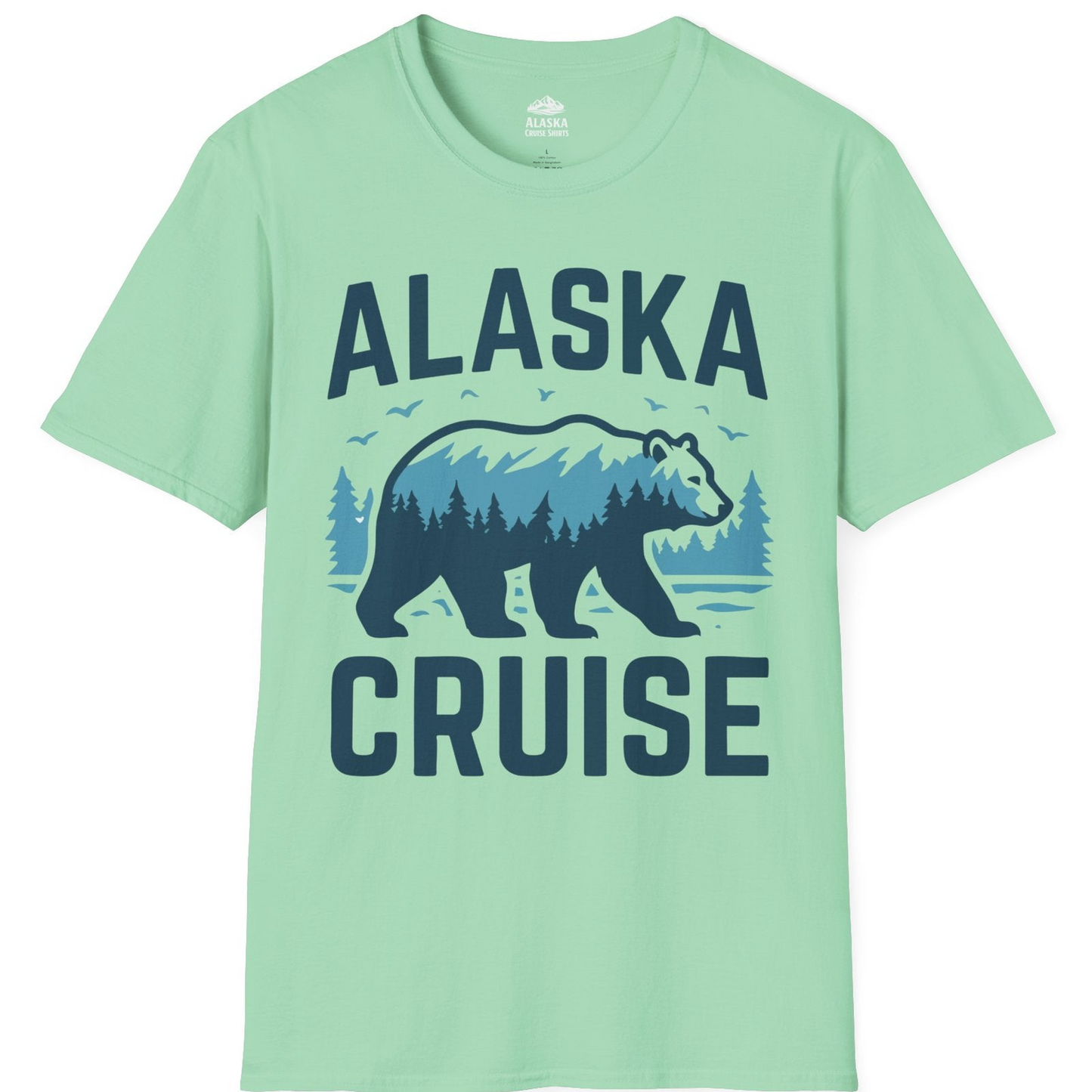 Alaska Cruise Shirt Bear Silhouette Forest Wildlife Nature Tee — T-Shirt T-Shirt – Mint Green – Alaska Cruise Shirts