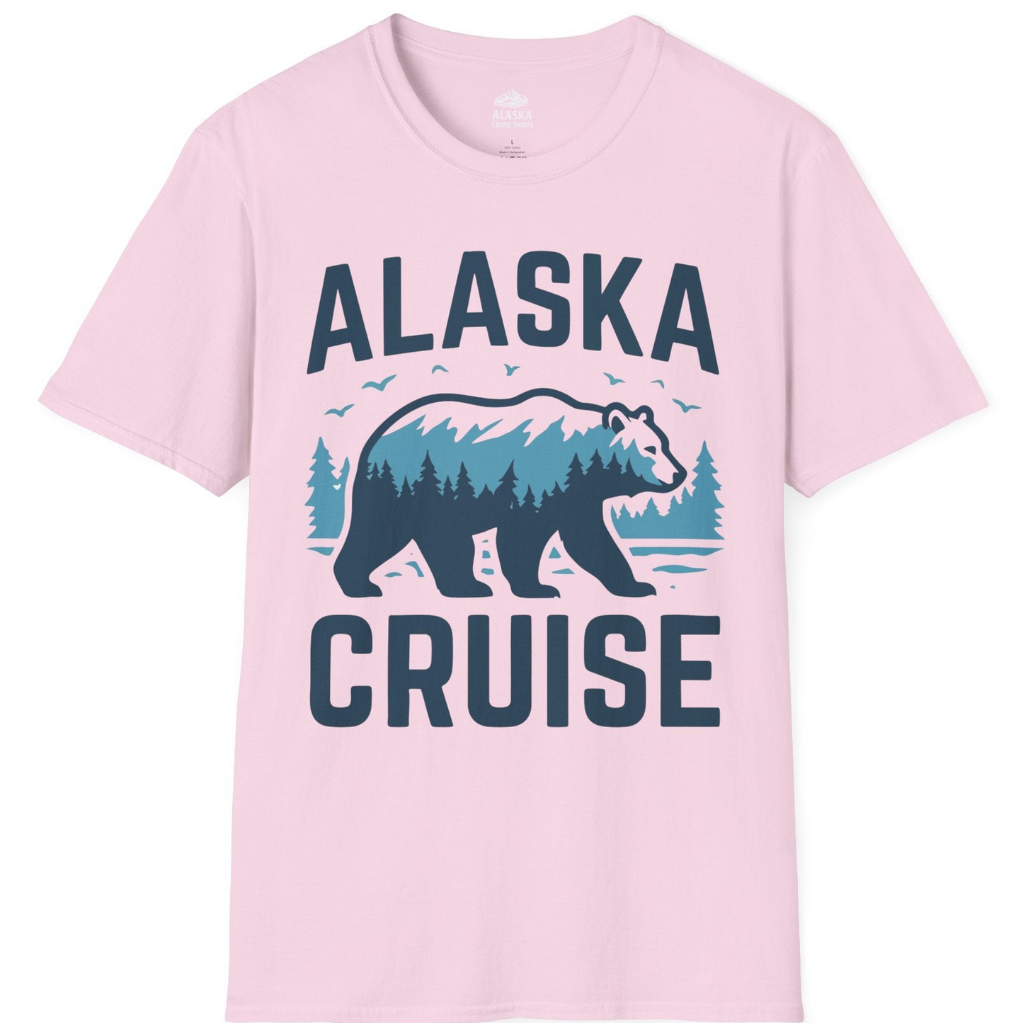 Alaska Cruise Shirt Bear Silhouette Forest Wildlife Nature Tee — T-Shirt T-Shirt – Light Pink – Alaska Cruise Shirts
