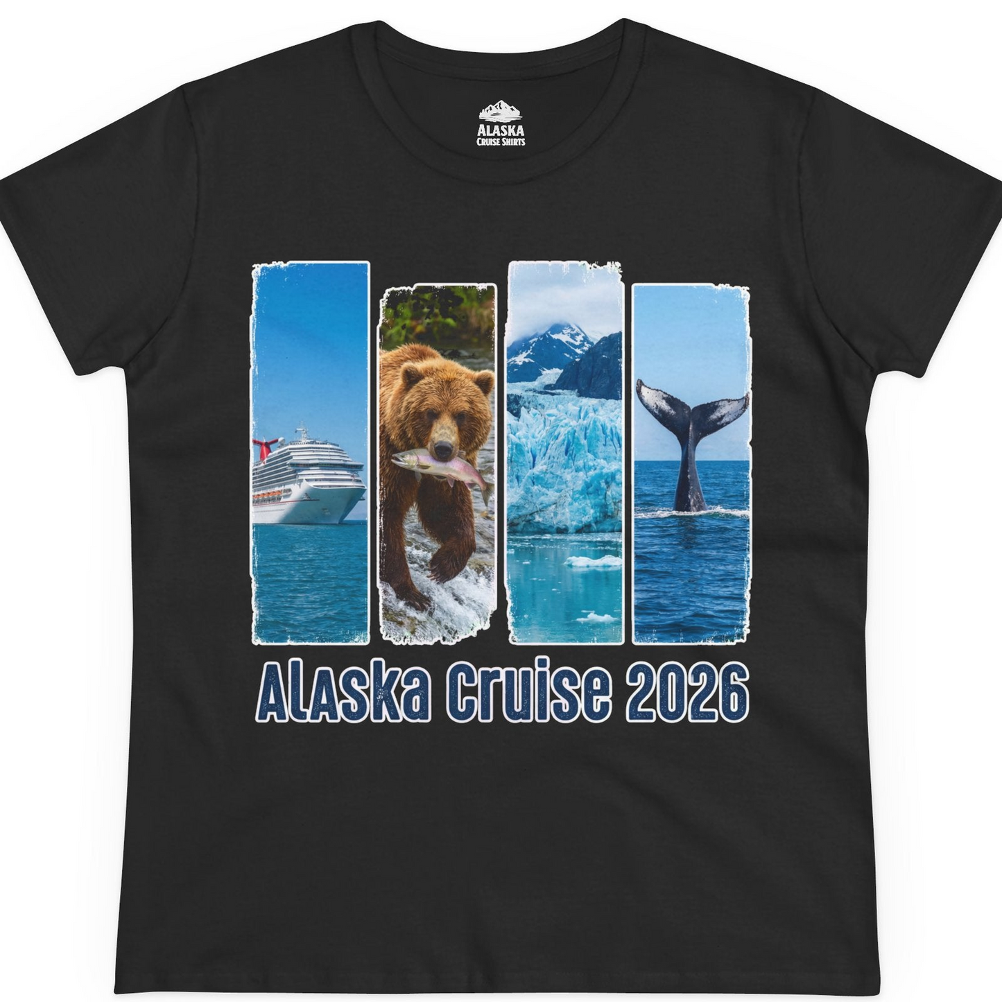 Alaska Cruise 2026 Wildlife Nature Adventure Vacation Shirt — Ladies Tee T-Shirt – Black – Alaska Cruise Shirts