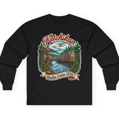 Ketchikan Alaska Cruise 2026 Vintage Souvenir Vacation Shirt — Long Sleeve T-Shirt – Black – Alaska Cruise Shirts