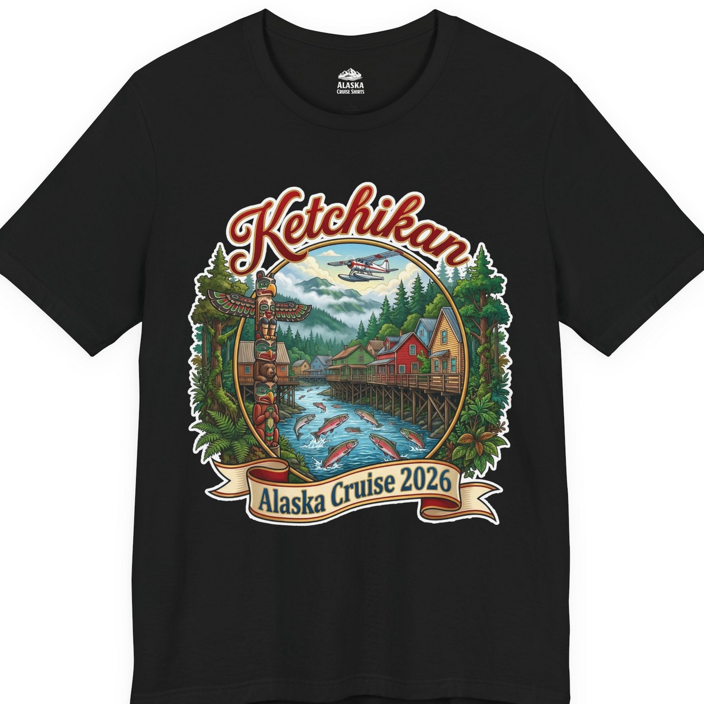 Ketchikan Alaska Cruise 2026 Vintage Souvenir Vacation Shirt — Premium Tee T-Shirt – Black – Alaska Cruise Shirts