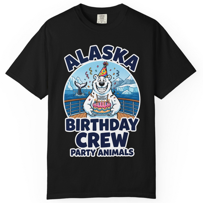 Alaska Birthday Crew Party Animals Polar Bear Cruise Shirt — Comfort T-Shirt – Black – Alaska Cruise Shirts