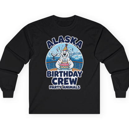Alaska Birthday Crew Party Animals Polar Bear Cruise Shirt — Long Sleeve T-Shirt – Black – Alaska Cruise Shirts