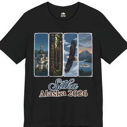 Sitka Alaska 2026 Cruise and Wildlife Souvenir Graphic Shirt — Premium Tee T-Shirt – Black – Alaska Cruise Shirts