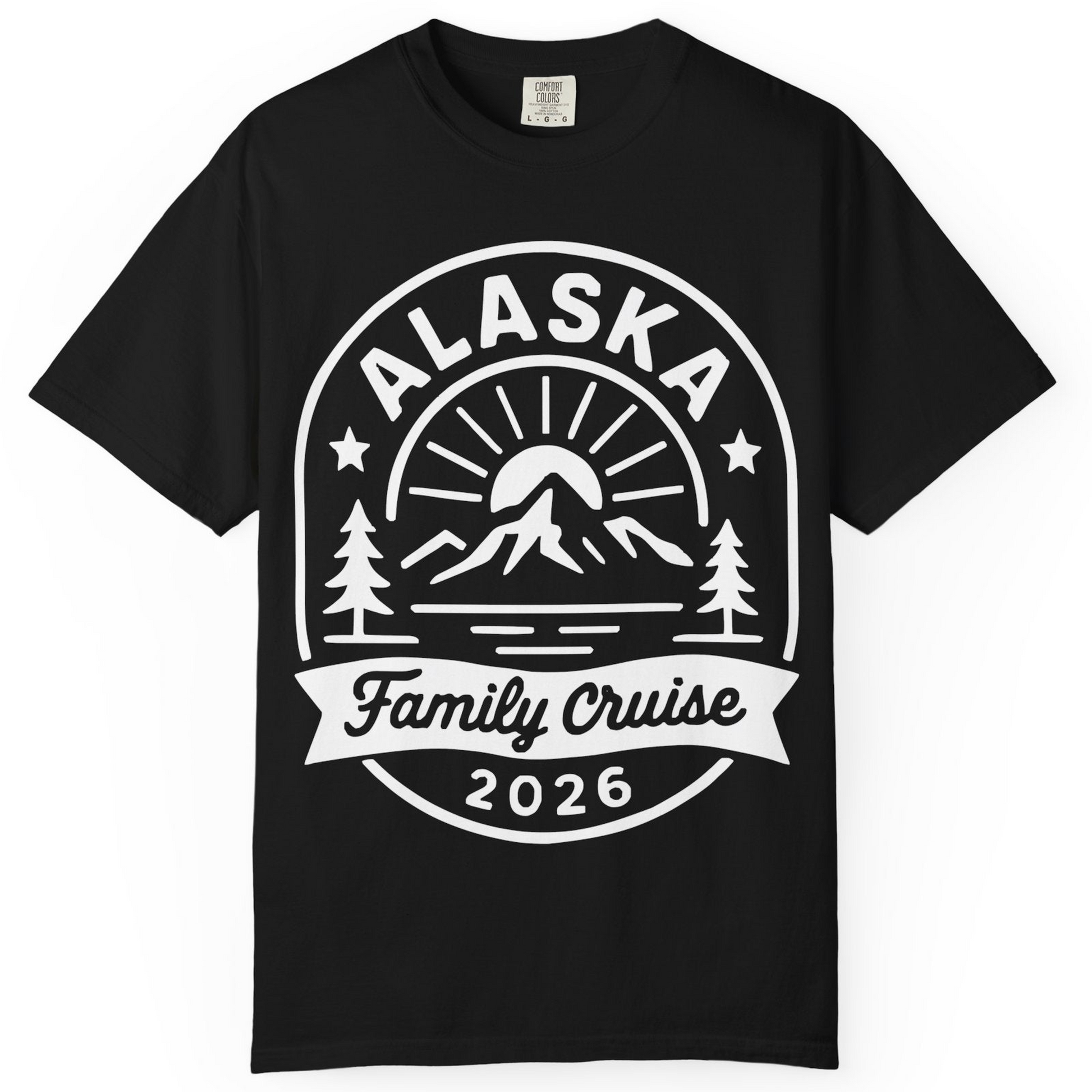 Alaska Family Cruise 2026 Mountain Nature Adventure Shirt — Comfort T-Shirt – Black – Alaska Cruise Shirts
