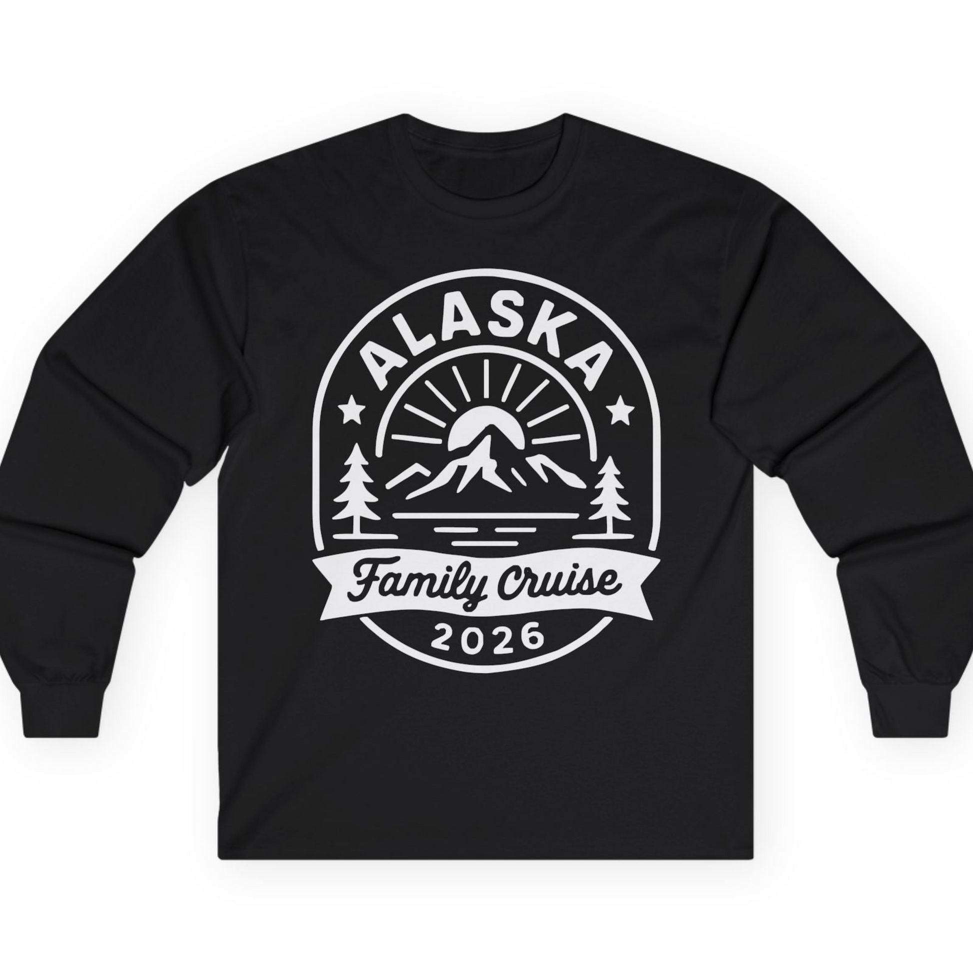 Alaska Family Cruise 2026 Mountain Nature Adventure Shirt — Long Sleeve T-Shirt – Black – Alaska Cruise Shirts