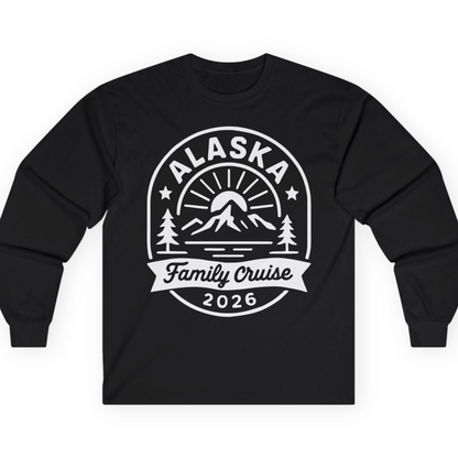 Alaska Family Cruise 2026 Mountain Nature Adventure Shirt — Long Sleeve T-Shirt – Black – Alaska Cruise Shirts