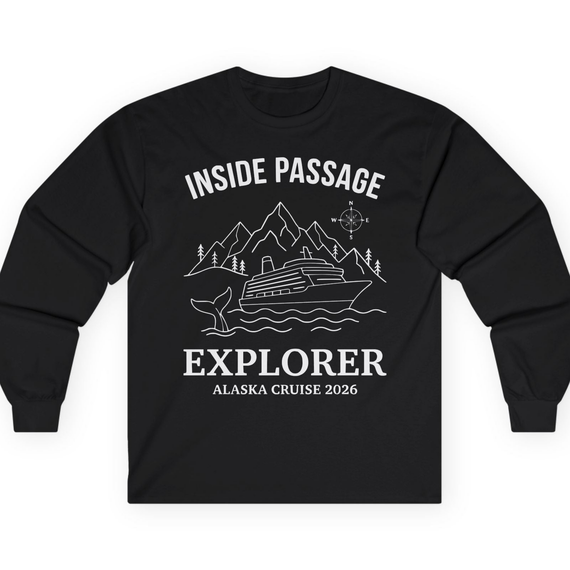 Inside Passage Explorer Alaska Cruise Adventure 2026 Shirt — Long Sleeve T-Shirt – Black – Alaska Cruise Shirts