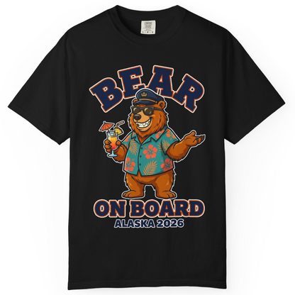Bear On Board Alaska 2026 Funny Tropical Cruise T-Shirt — Comfort T-Shirt – Black – Alaska Cruise Shirts