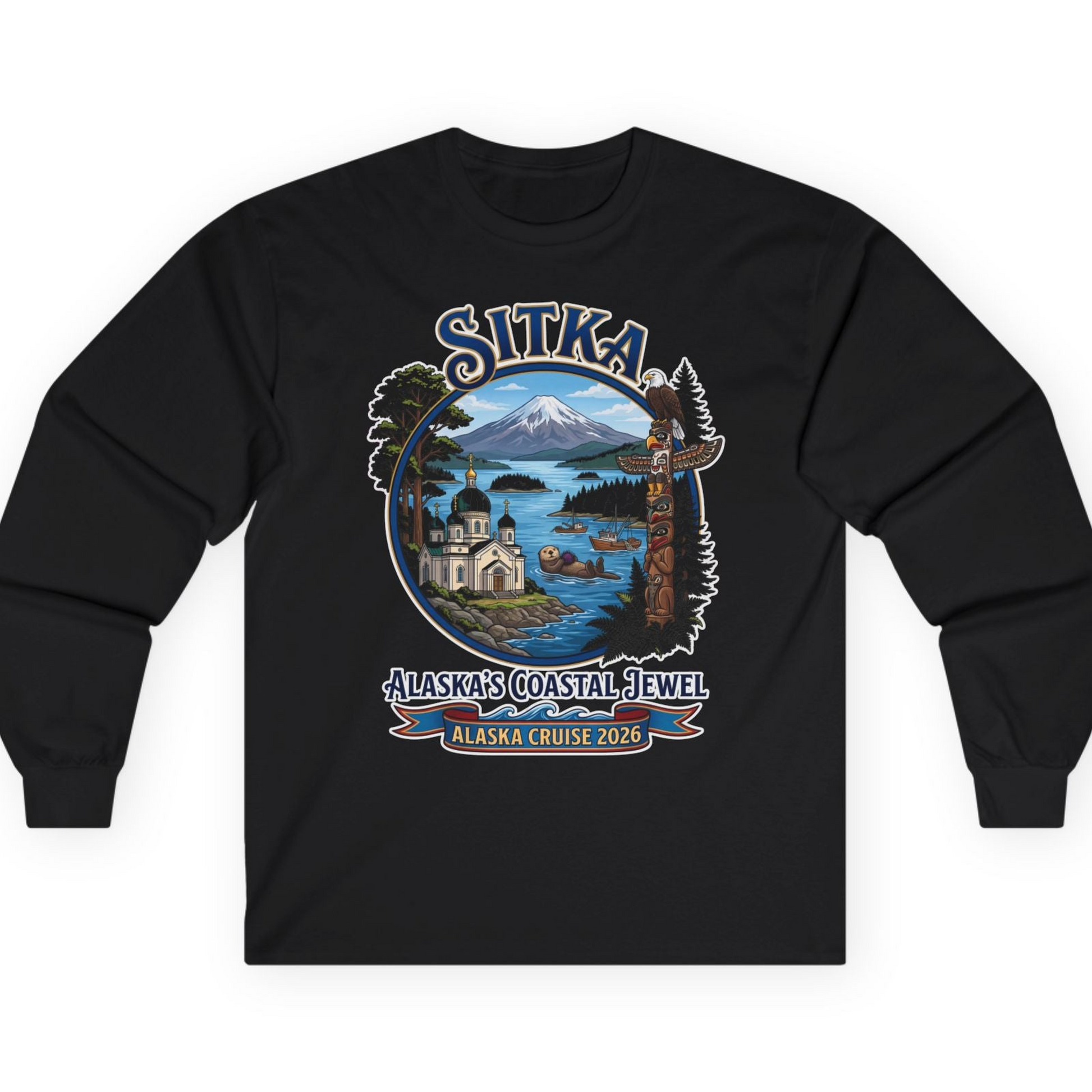 Sitka Alaska Cruise 2026 Alaska's Coastal Jewel Travel Souvenir Shirt — Long Sleeve T-Shirt – Black – Alaska Cruise Shirts