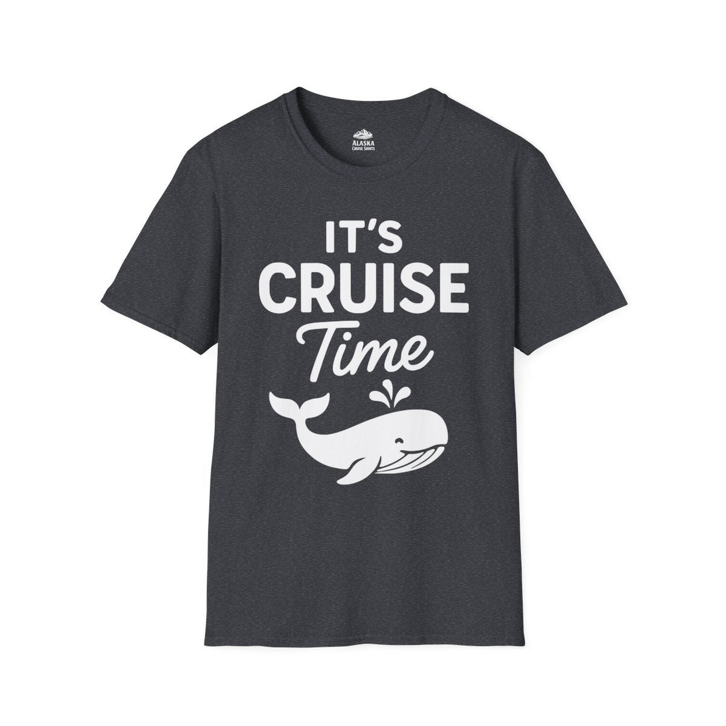 It's Cruise Time Whale Graphic Vacation Cruise Shirt — T-Shirt T-Shirt – Dark Heather Grey – Alaska Cruise Shirts