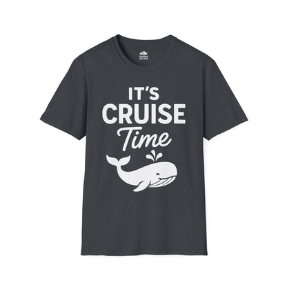 It's Cruise Time Whale Graphic Vacation Cruise Shirt — T-Shirt T-Shirt – Dark Heather Grey – Alaska Cruise Shirts