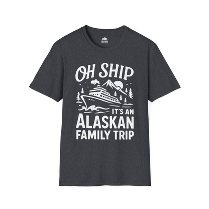 Oh Ship Alaskan Family Trip Alaska Cruise Vacation Shirt — T-Shirt T-Shirt – Dark Heather Grey – Alaska Cruise Shirts