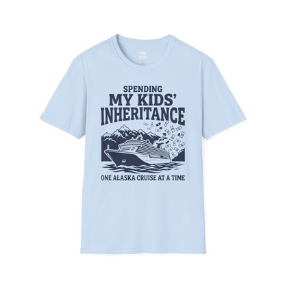 Spending My Kids Inheritance Funny Alaska Cruise Shirt — T-Shirt T-Shirt – Light Blue – Alaska Cruise Shirts